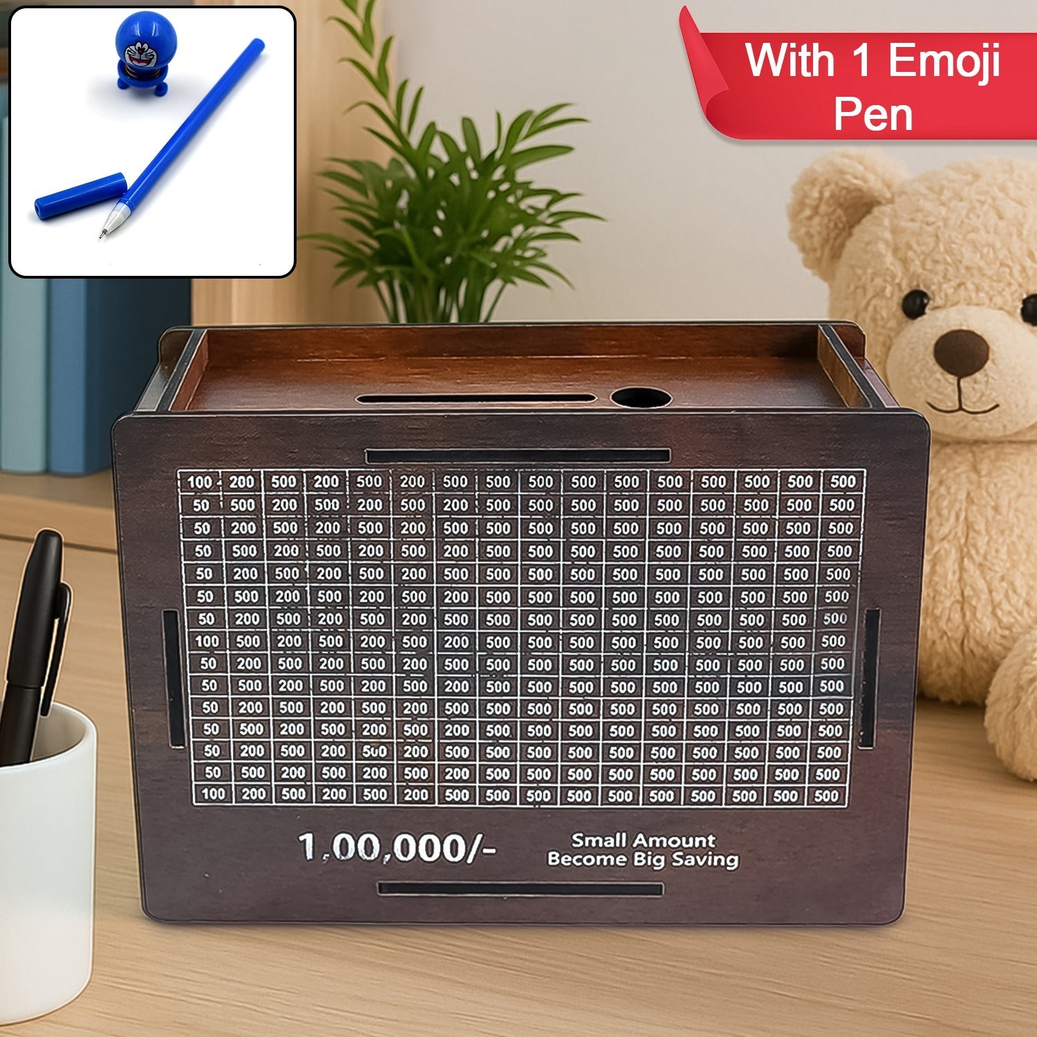 Wooden Money / Piggy Bank, Money Box (1 Pc / 1 Emoji Pan) Wooden Money / Piggy Bank, Money Box (1 Pc / 1 Emoji Pan)